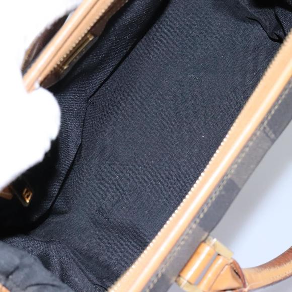 FENDI Pecan Canvas Hand Bag 2way Brown Black gold Auth th5780 - Picture 11 of 16